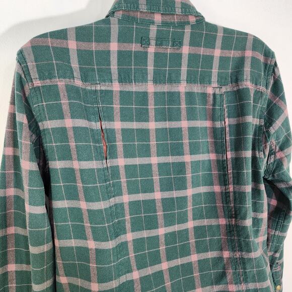 Duluth Trading Shirt Women’s Small Free Swinging Flannel Green Plaid Button Up - Picture 6 of 10
